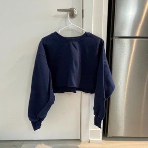 TNA Boyfriend Cropped Sweatshirt (Indigo, Size 2)